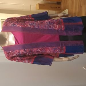 Susan Graver pink,blue,purple,white kimono size xs